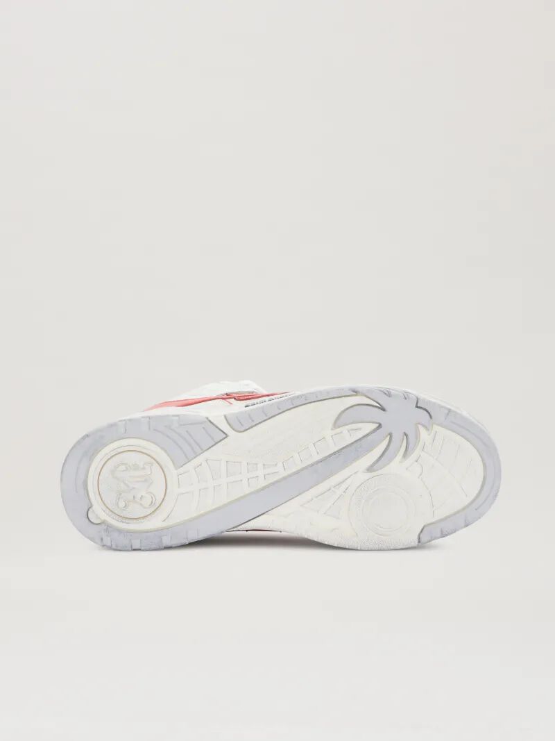 PALM ANGELS  Washed Venice Sneaker WHITE - CORAL RED PMIA101S25LEA002