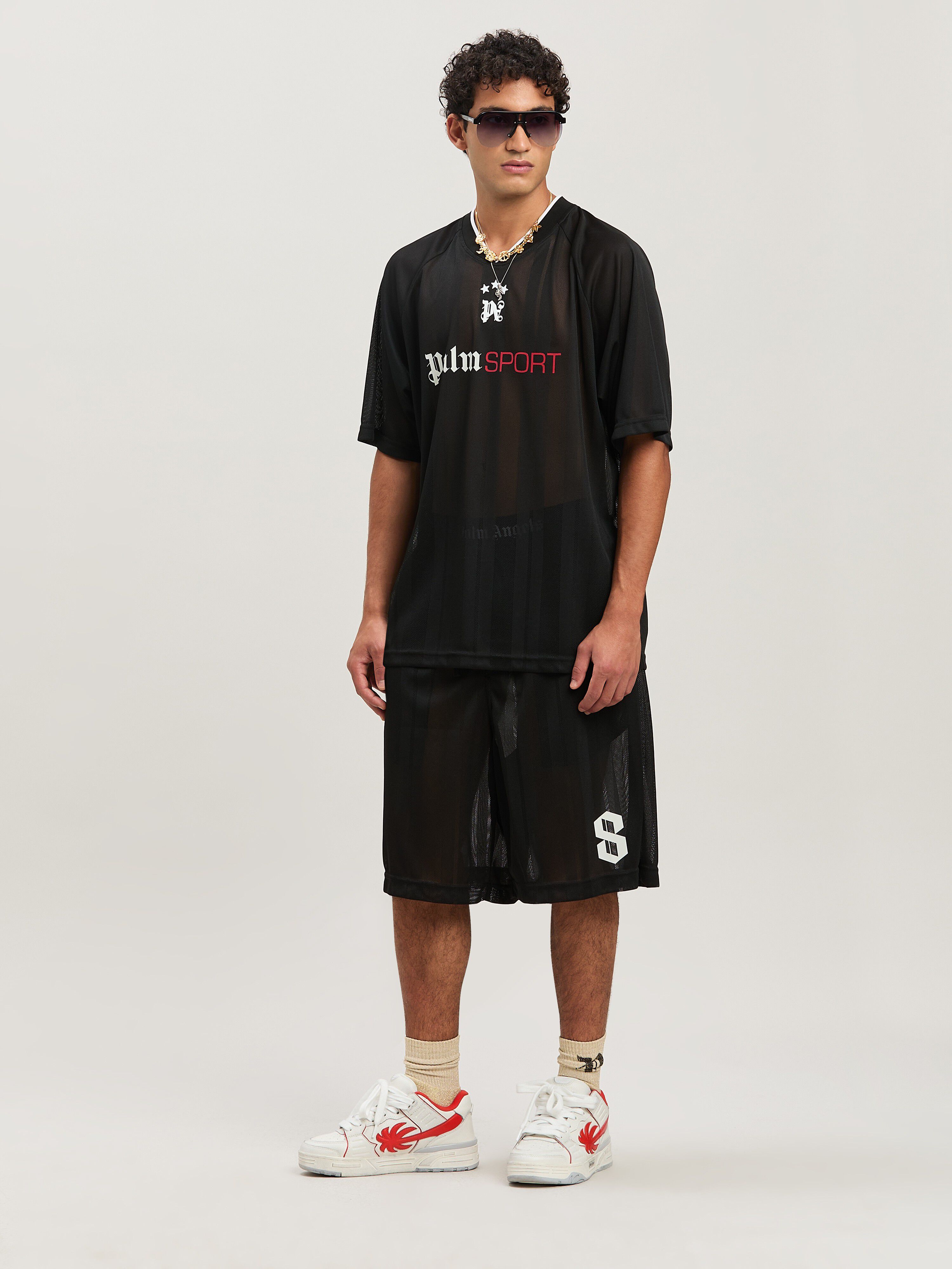 PALM ANGELS  Palm Sport bermuda BLACK - OFF WHITE PMCI022S25FAB002