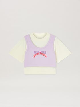 PALM ANGELS  Double Logo Tank T-shirt BUTTER CHERRY PGAA001C99JER002