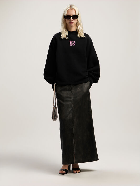 Neon Balloon Crew Sweatshirt PALM ANGELS Neon Balloon Crew Sweatshirt BLACK - PINK PWBA05CF25FLE003