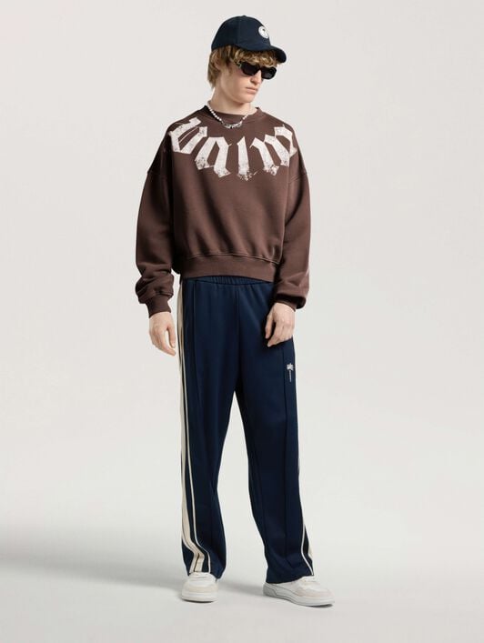 Big Neck Logo Loose Sweatshirt PALM ANGELS Big Neck Logo Loose Sweatshirt BROWN - OFF WHITE PAMBA04F26FL01