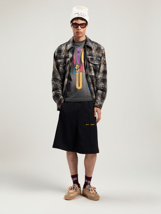 Curved Logo Check Overshirt PALM ANGELS Curved Logo Check Overshirt GREY - OFF WHITE PMES049F25FAB001