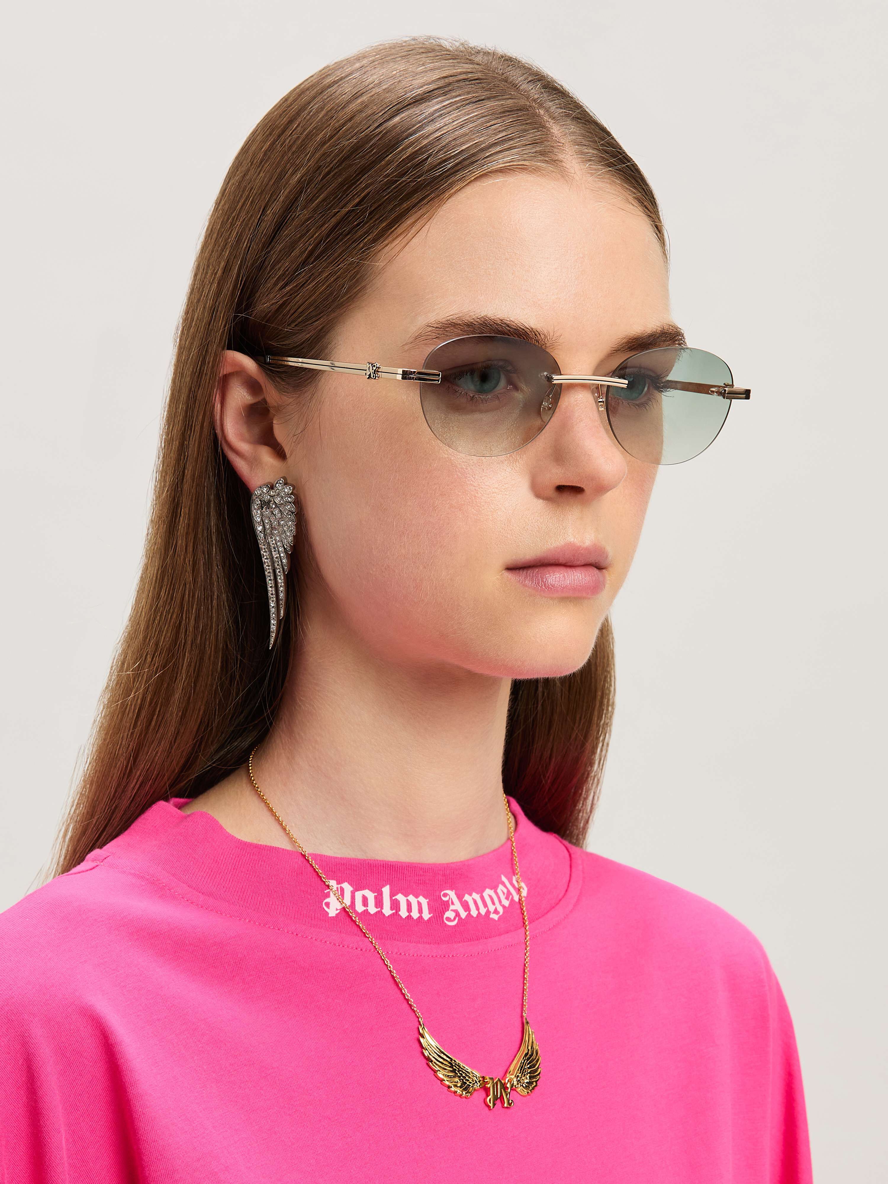 PALM ANGELS  Crystal sunglasses GOLD GRADIENT GREEN PERI10HS25MET001