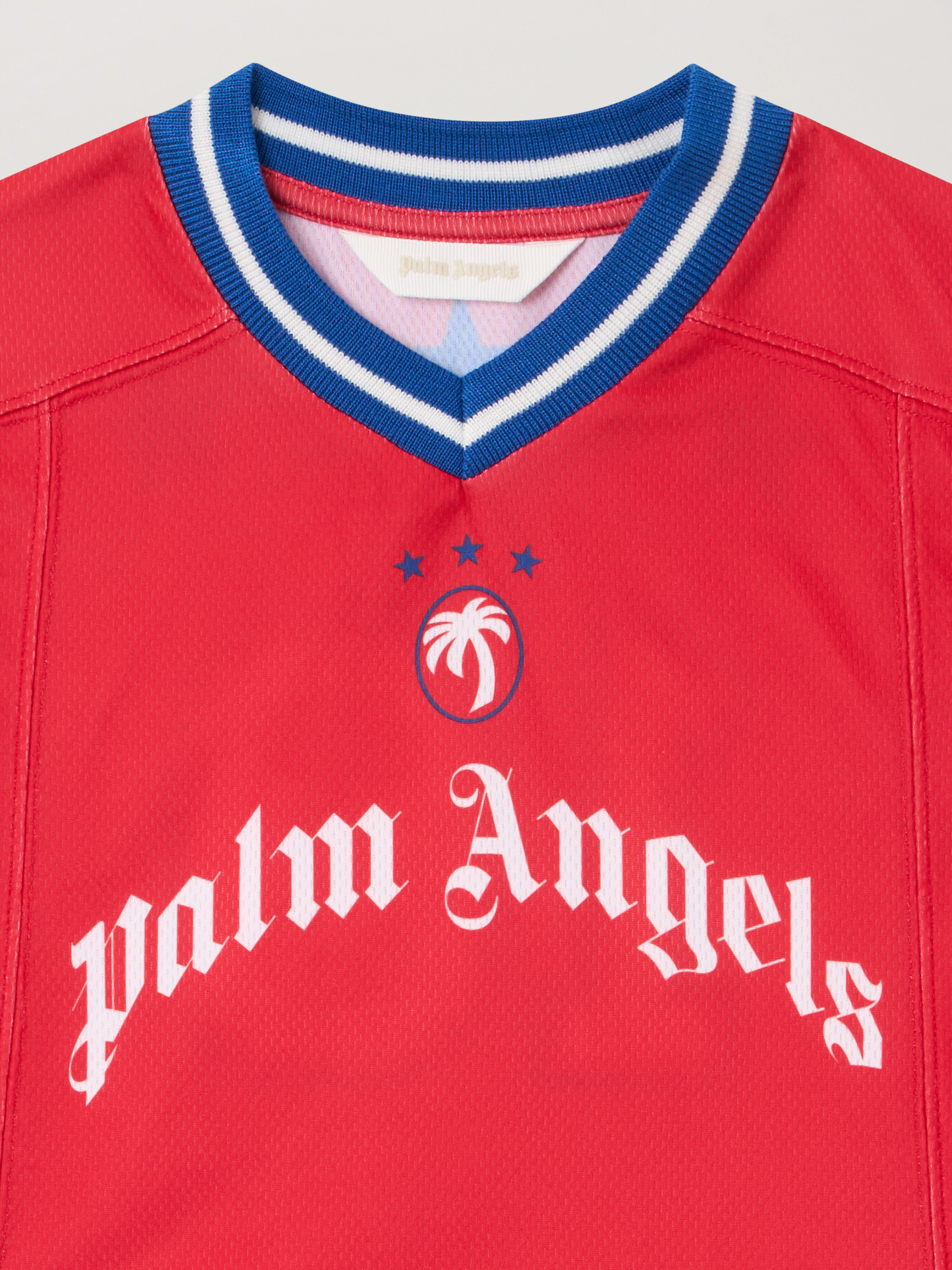 PALM ANGELS Team Palm Soccer Tee S/S RED - OFF WHITE PBAA016F25JER001