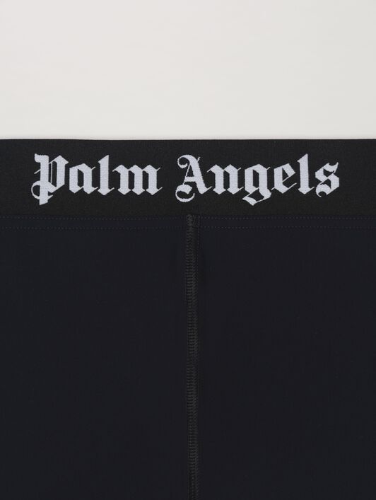 PALM ANGELS  Sport shorts with logo band BLACK WHITE PWVH010C99FAB001