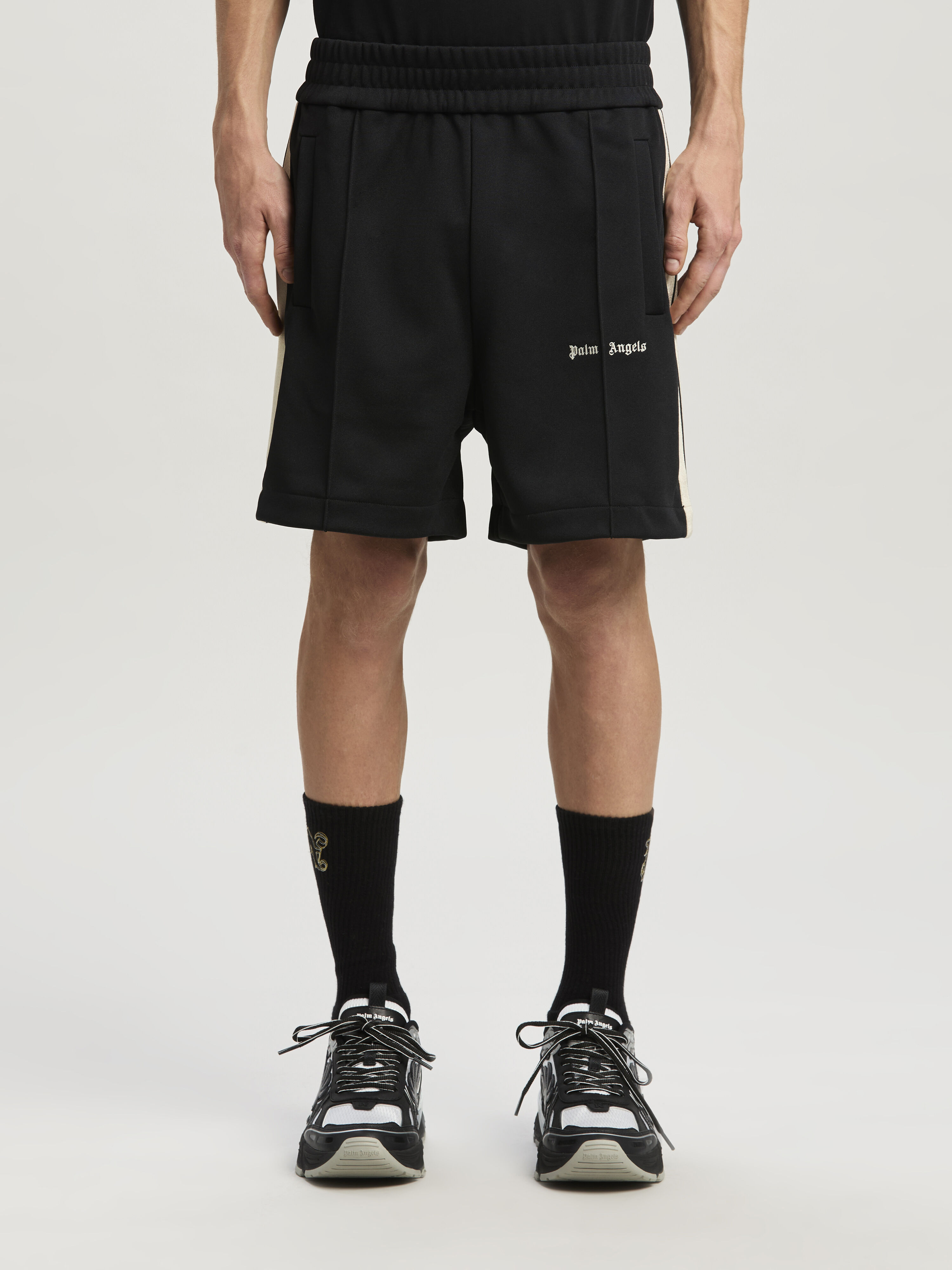 PALM ANGELS Classic Logo Track Shorts Black Off Whit BLACK OFF WHITE PMCL004C99FAB001