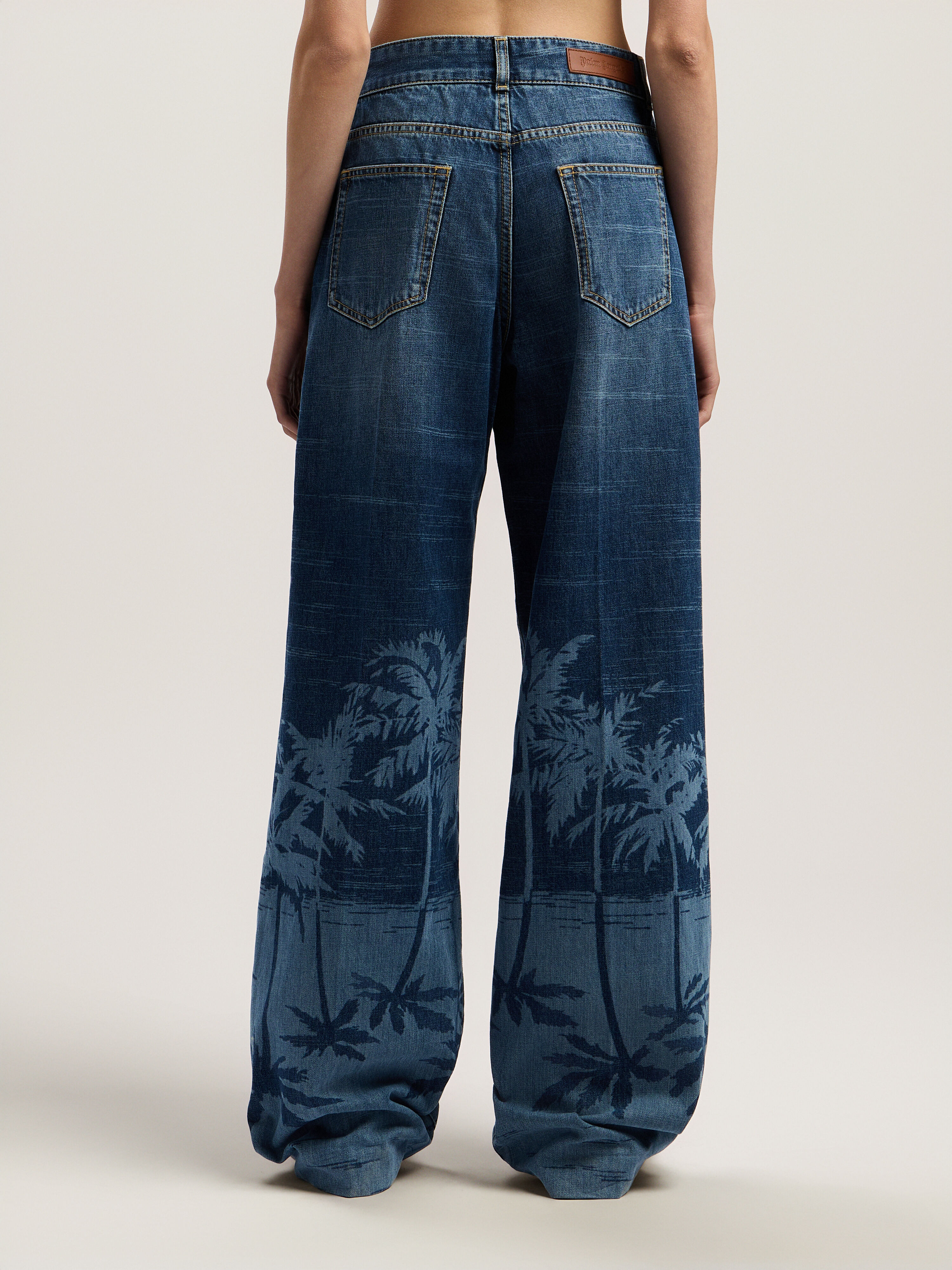 PALM ANGELS Palms Loose Denim Pants LIGHT BLUE - BEIGE PWYA038F25DEN001