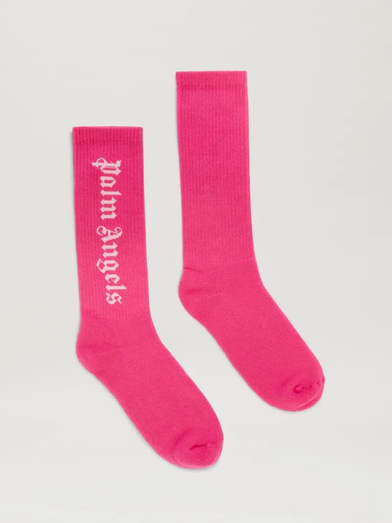 PALM ANGELS  Jacquared Logo high socks FUCHSIA - SOFT PINK PWRA007S25FAB001