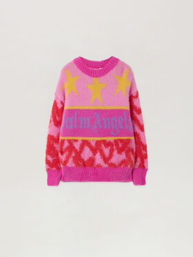 PALM ANGELS Pa Spray Hearts  Knit Crewl ROSE PINK - LILAC PGHE002F25KNI003