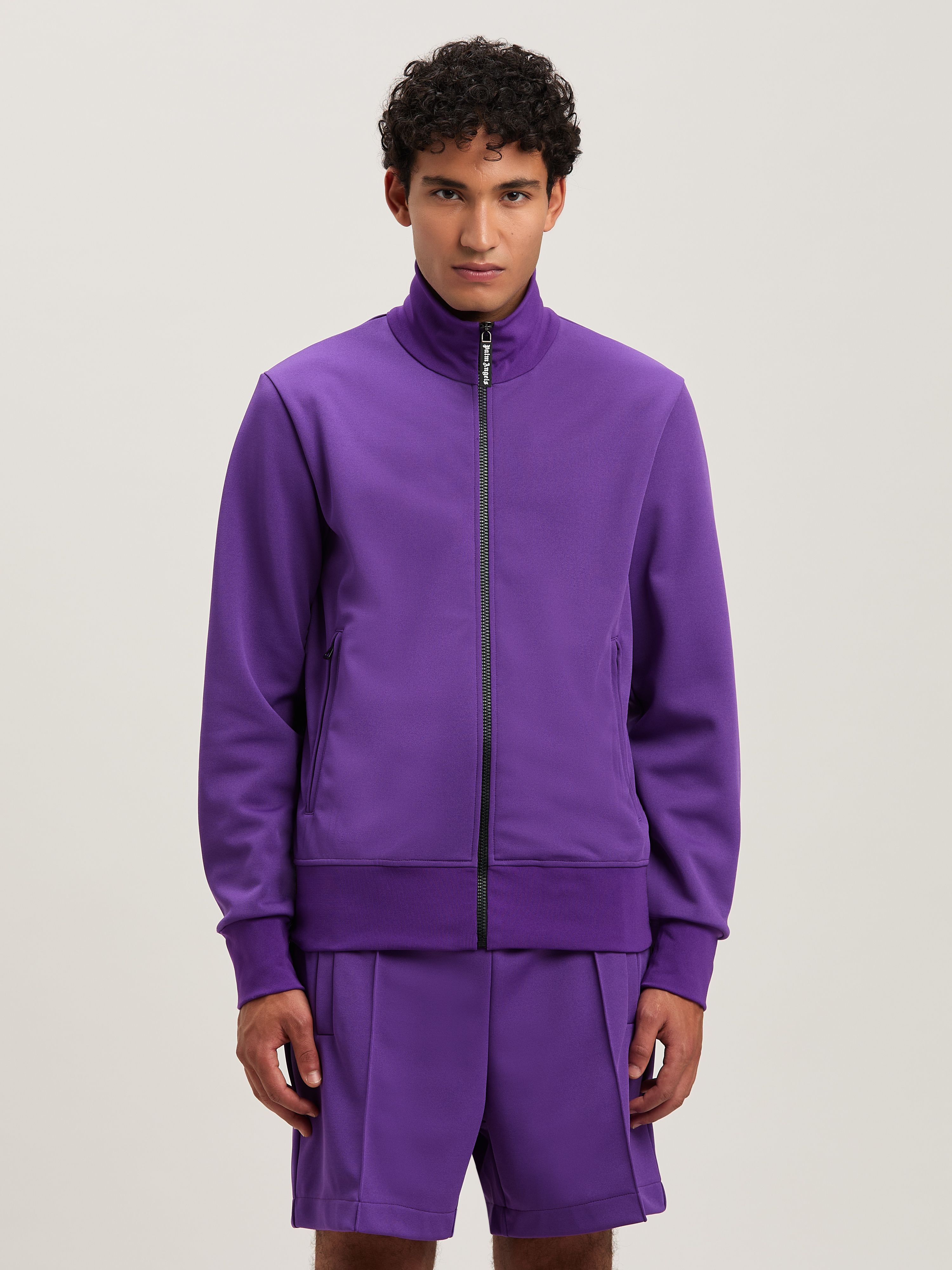 PALM ANGELS  Trainingsjacke mit geschwungenem Logo PURPLE - OFF WHITE PMBD089S25FAB001