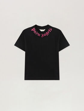 PALM ANGELS Neck Logo Brushed T-Shirt NERO/BLACK PGAA002S26JER005
