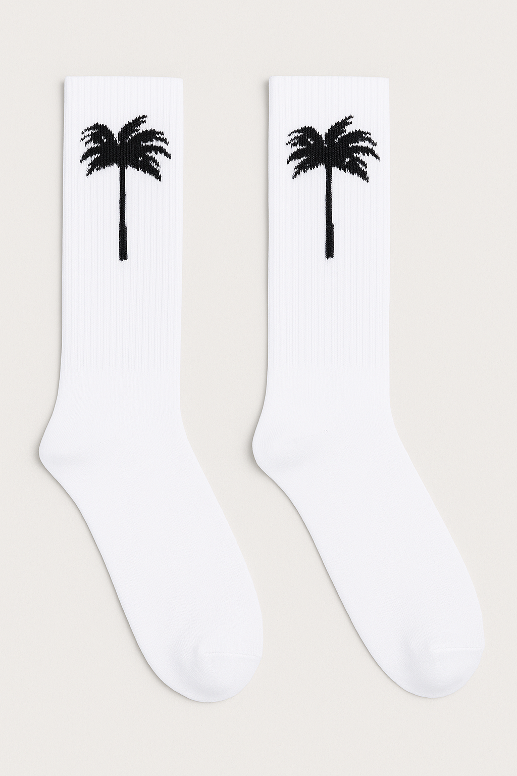 PALM ANGELS Palm Tree Logo Socks WHITE BLACK PMRA001C99FAB003
