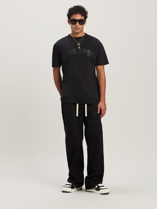 PALM ANGELS  Curved Logo T-shirt BLACK - BLACK PMAA001S25JER004