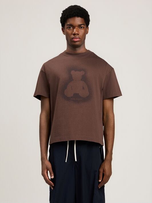 PALM ANGELS Spray Bear T-Shirt BROWN DARK BROWN PMAA109S26JER001
