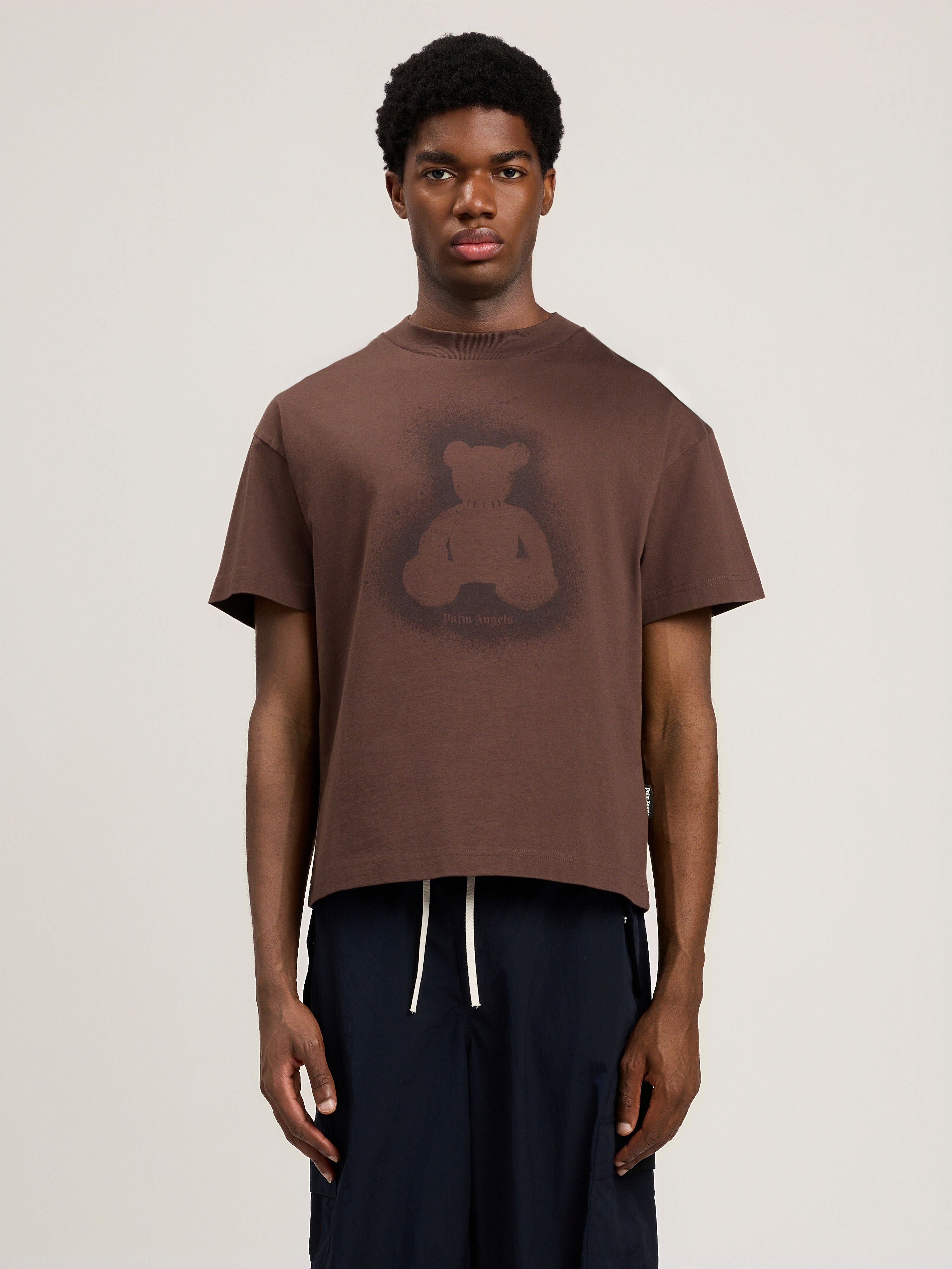 PALM ANGELS Spray Bear T-Shirt BROWN DARK BROWN PMAA109S26JER001
