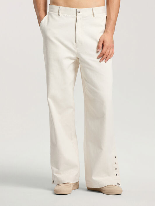 PALM ANGELS Palm Tree Loose Trousers OFF WHITE - SILVER PAMCA03F26FB01