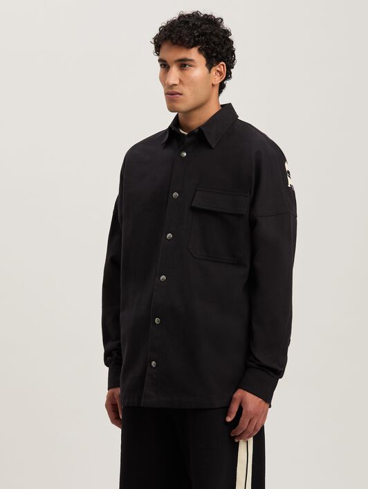 PALM ANGELS  Classic logo Overshirt BLACK - OFF WHITE PMES044S25FAB001