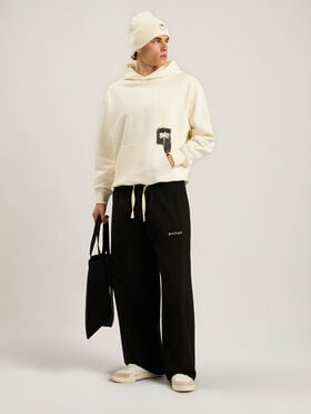 PALM ANGELS Brushed Palm Tree Regular Hoodie OFF WHITE - BLACK PAMBB03W26FL06