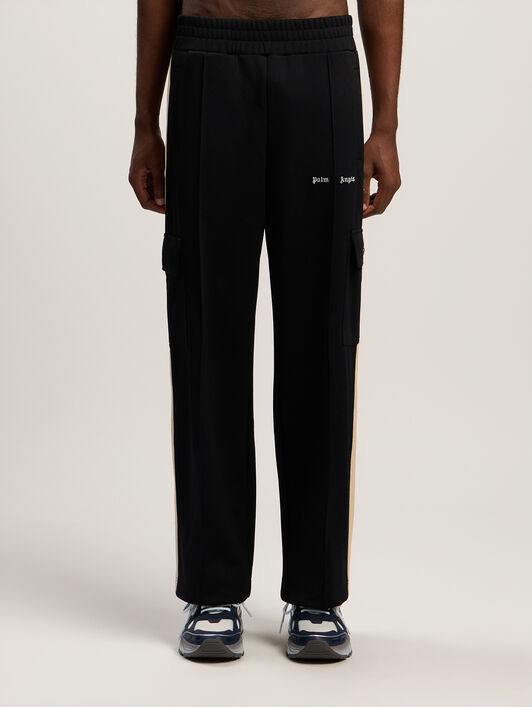 PALM ANGELS Classic Logo Cargo Track Pants BLACK - OFF WHITE PMCJ04BF25FAB001