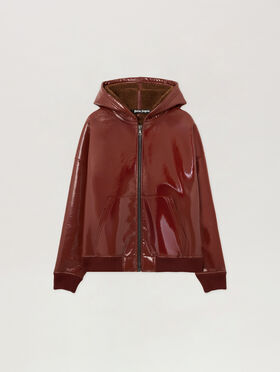 PALM ANGELS Curved Logo Vinyl Bomber BRICK RED - BRICK RED PMEH03AF25FAB001