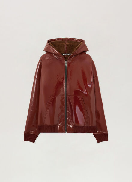 Curved Logo Vinyl Bomber Jacket