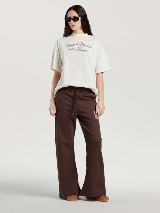 PALM ANGELS Brushed Palm Tree Sweatpants BROWN - KAKI PAWCH02W26FL03