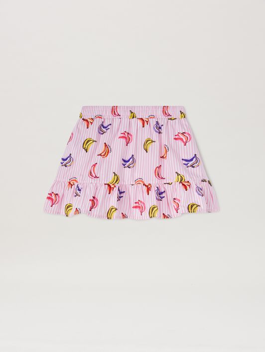 PALM ANGELS  Mini skirt with all over bananas prints ROSE PINK DUSTY BLUE PGCC012S25FAB001