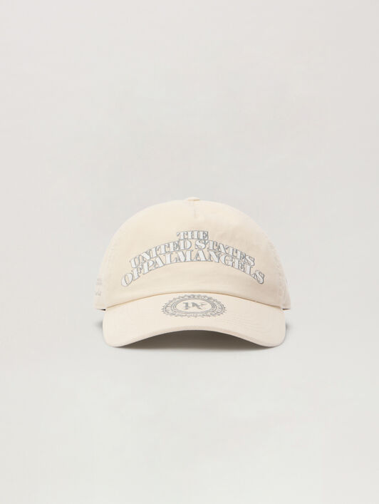 PALM ANGELS Dollar Embroidered Cap OFF WHITE - BLACK PMLB104F25FAB00A