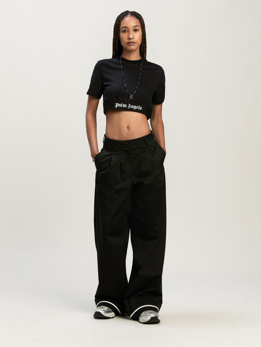 Classic Logo Tape Crop Tee PALM ANGELS Classic Logo Tape Crop Tee BLACK BLACK PWAA067C99JER001