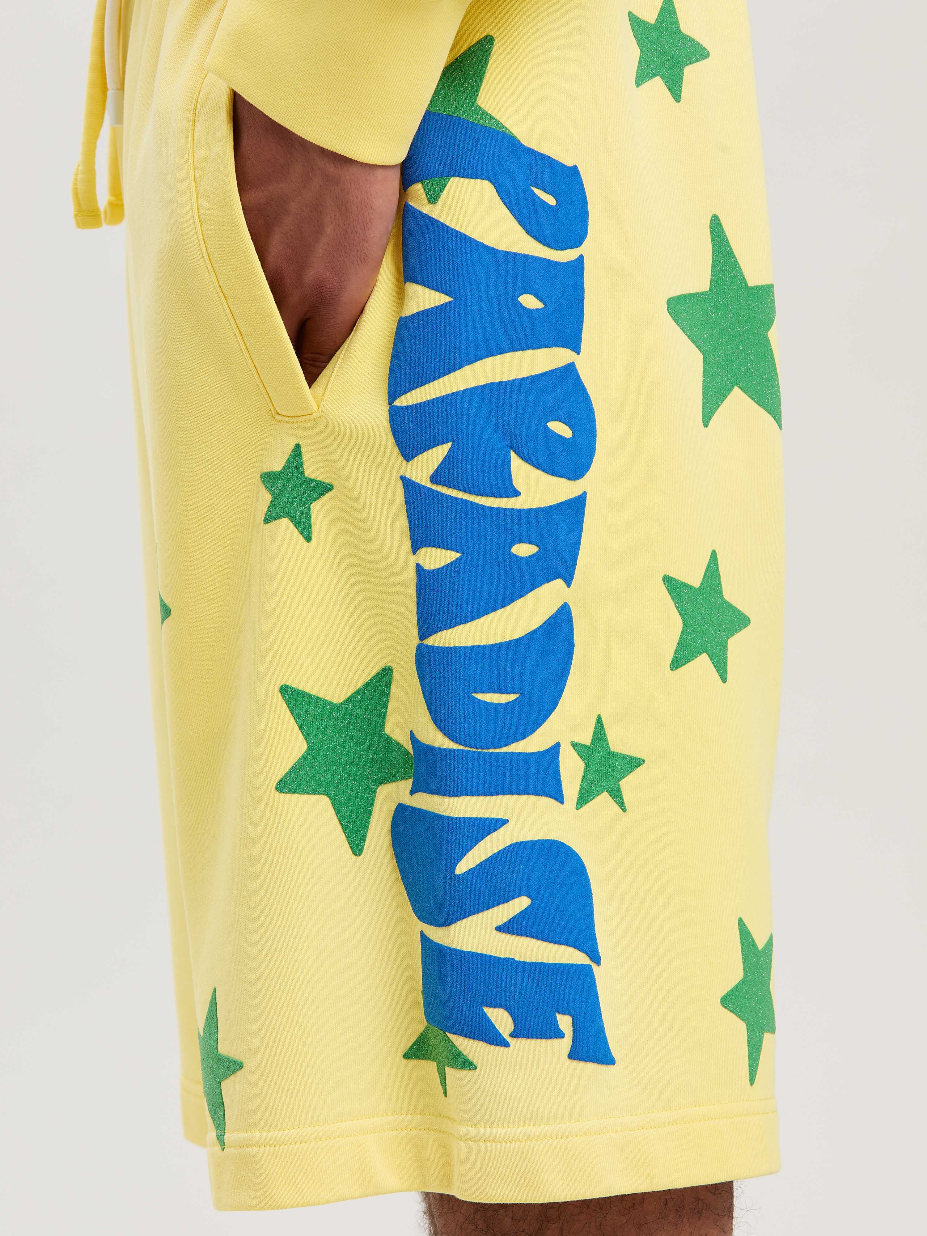 PALM ANGELS  Paradise Sweat shorts YELLOW - BLUE PMCI027S25FLE001