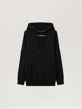 PALM ANGELS Classic Logo Over Hoodie BLACK WHITE PMBB036C99FLE001