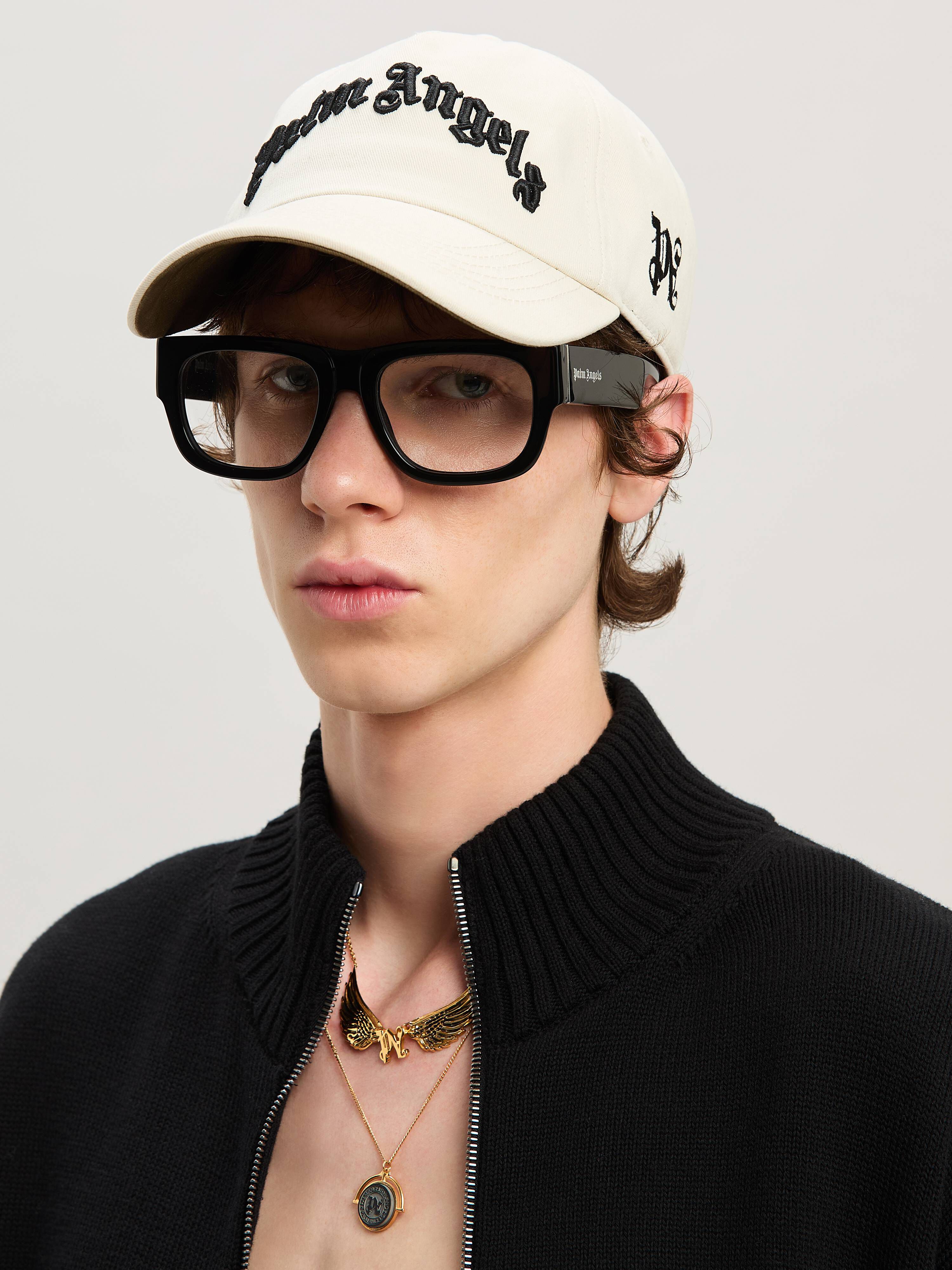 PALM ANGELS  Embroidered Curved Logo baseball cap OFF WHITE - BLACK PMLB10AS25FAB001