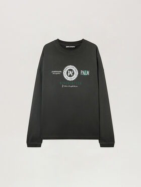 PALM ANGELS Dollar Graphic Long Sleeve T-Shirt VINTAGE BLACK - LIGHT GREY PMAB05CF25JER001