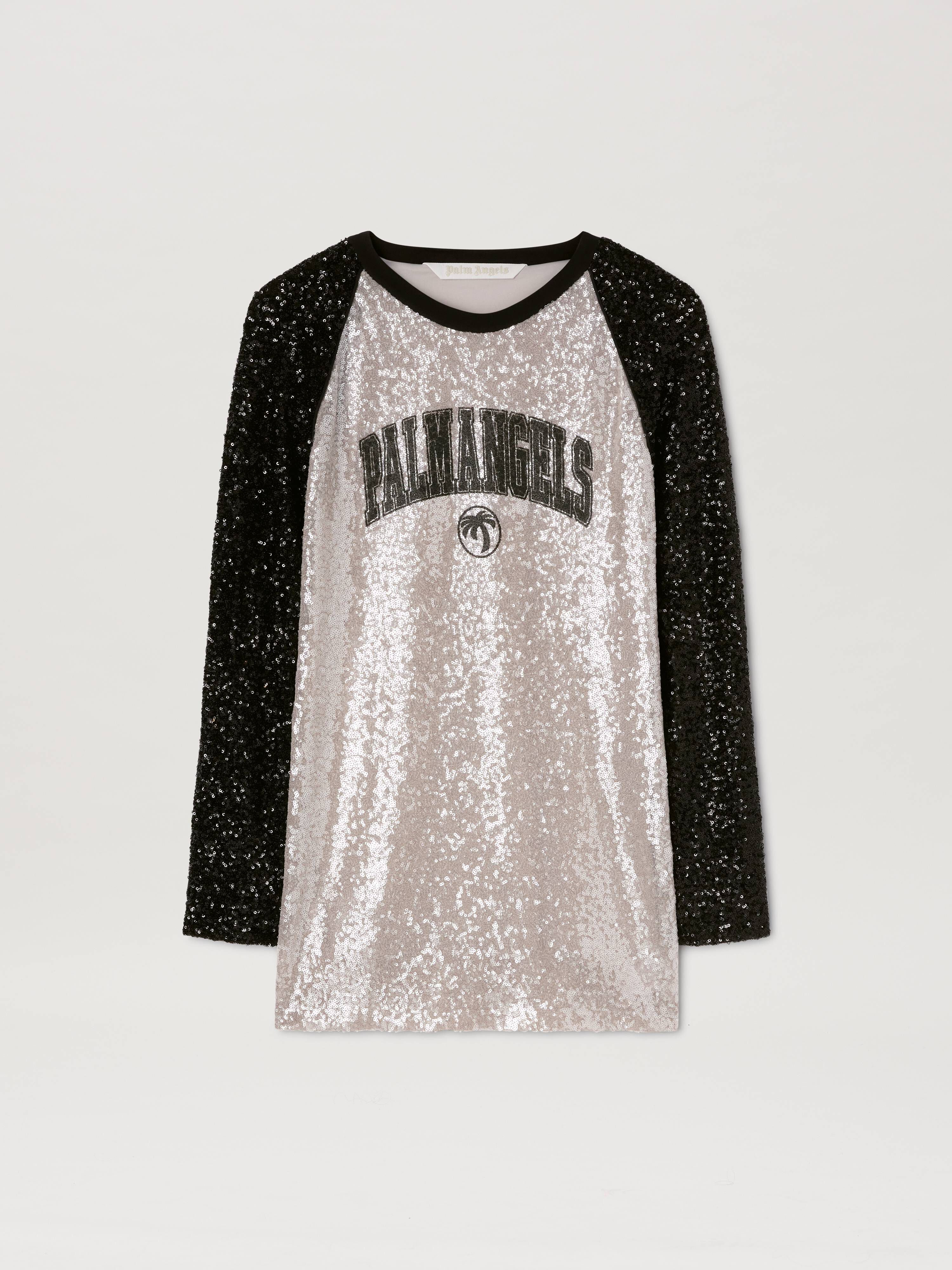 PALM ANGELS  College sequins dress GREY - BLACK PWDB255S25FAB001