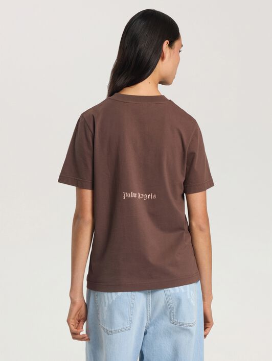 PALM ANGELS Cali Vibes Regular T-Shirt BROWN - PINK PAWAA06F26JR03