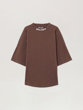 PALM ANGELS Classic Logo Over T-Shirt BROWN OFF WHITE PMAA10BS26JER001