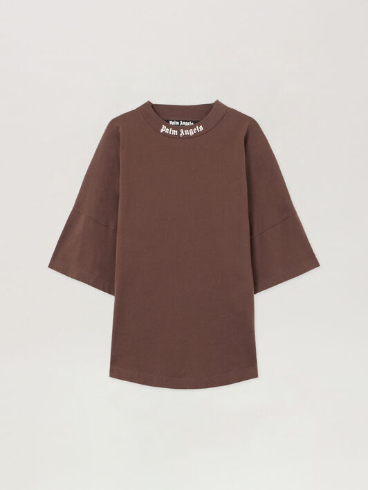 PALM ANGELS Classic Logo Over T-Shirt BROWN OFF WHITE PMAA10BS26JER001