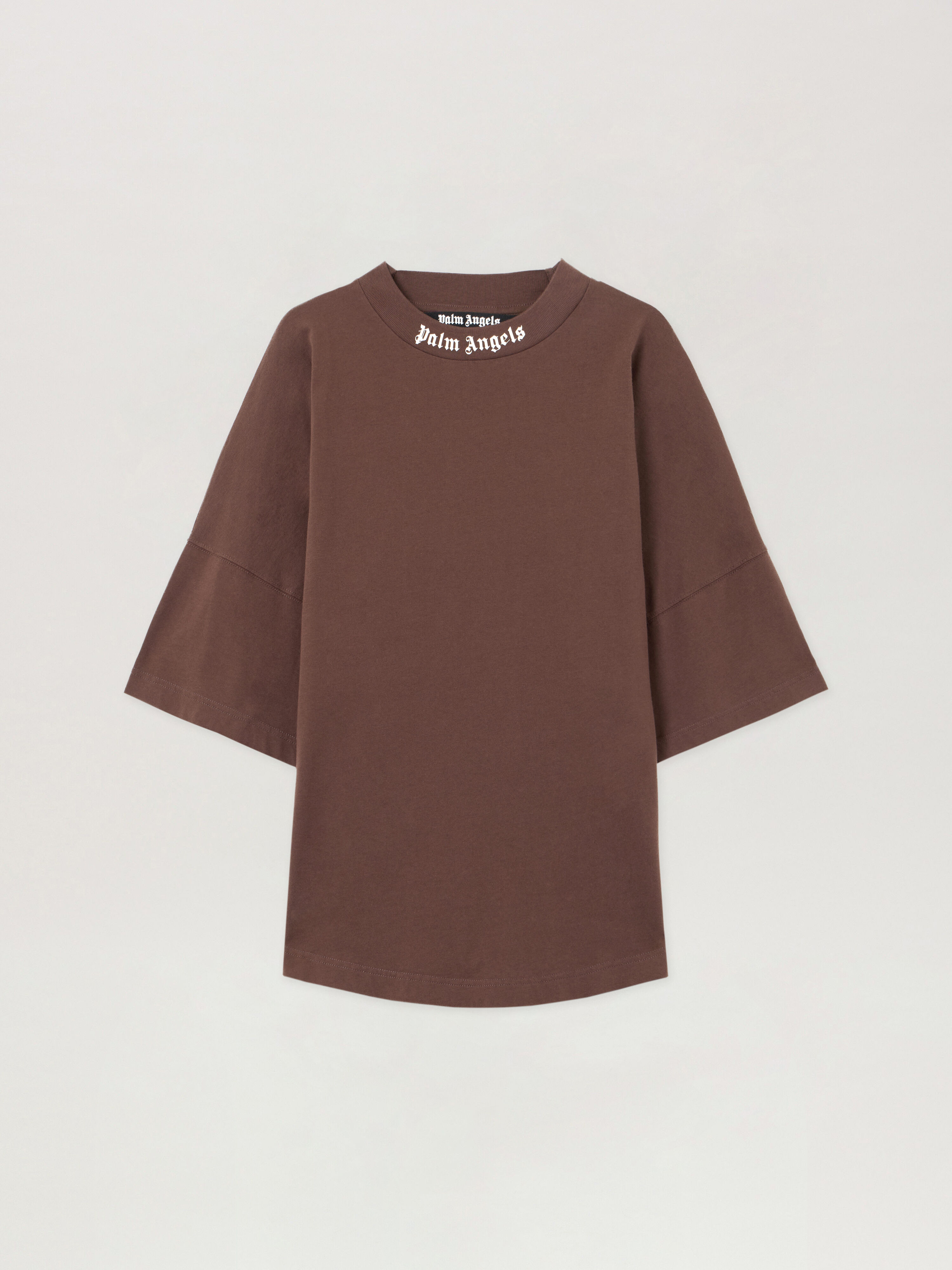 PALM ANGELS Classic Logo Over T-Shirt BROWN OFF WHITE PMAA10BS26JER001