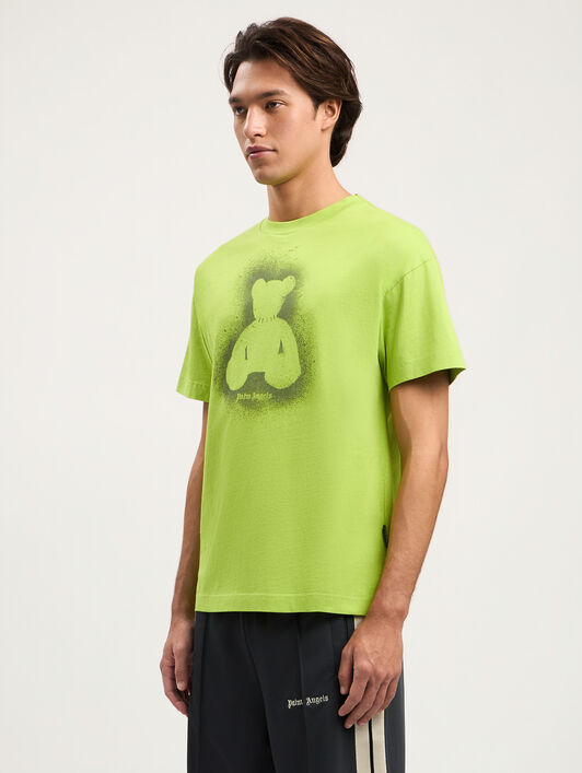 PALM ANGELS Spray Bear T-Shirt LIME MILITARY GREEN PMAA109S26JER001