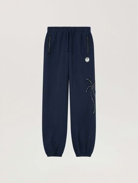 PALM ANGELS Palm Deco Sweatpants NAVY BLUE - OFF WHITE PAMCH04W26FL01