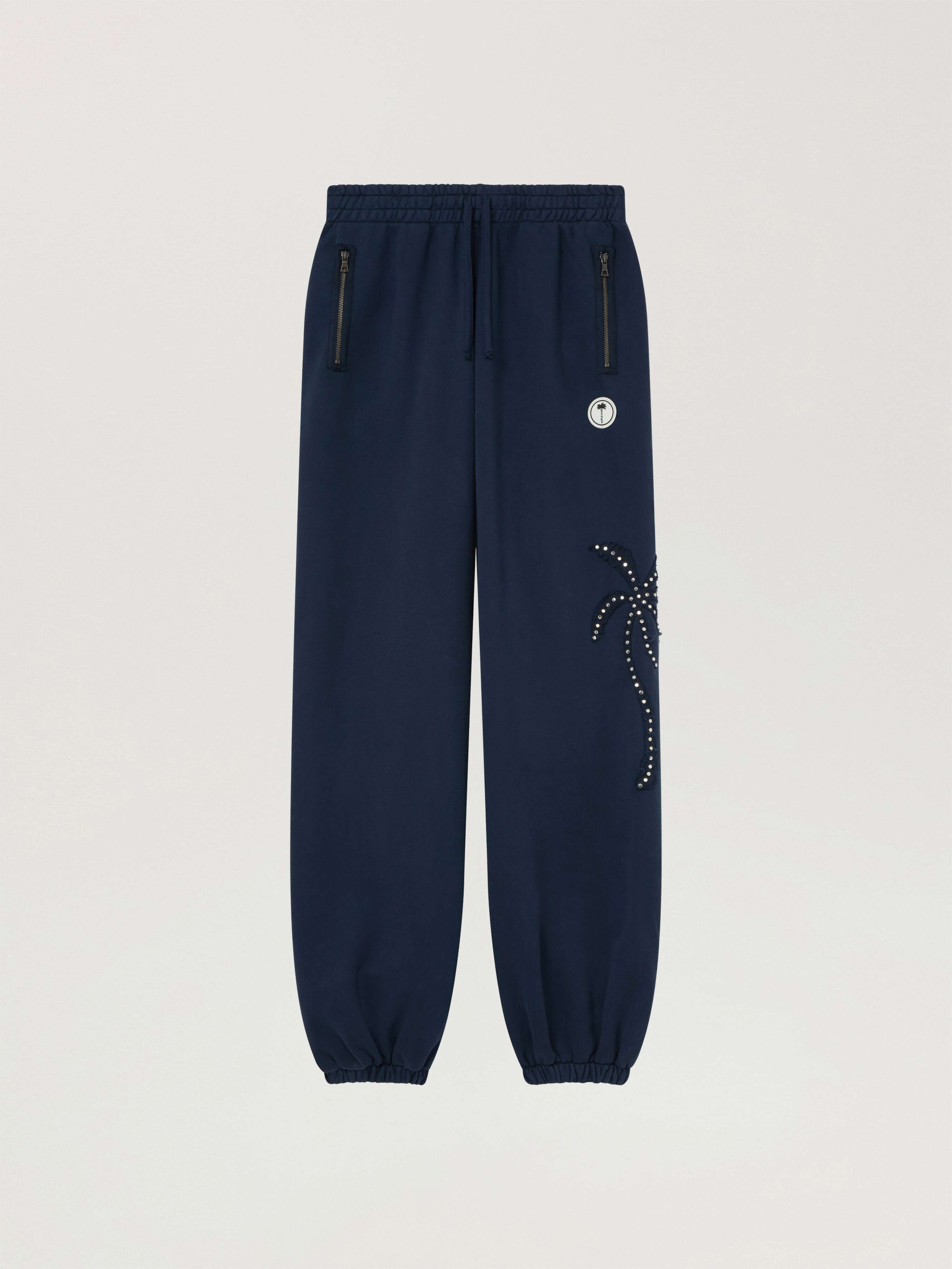 Palm Deco Sweatpants PALM ANGELS Palm Deco Sweatpants NAVY BLUE - OFF WHITE PAMCH04W26FL01