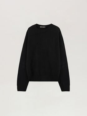 PALM ANGELS Back Curved Logo Sweater BLACK OFF WHITE PMHE08BS26KNI002