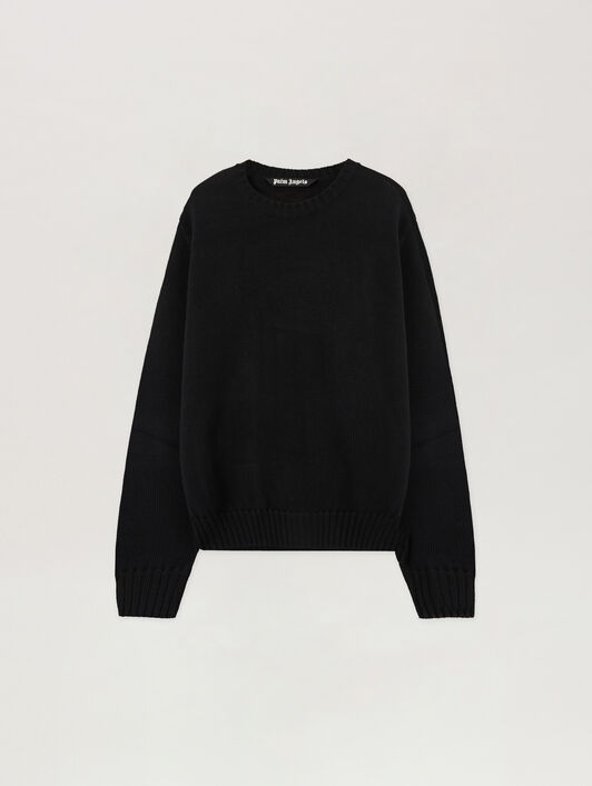 PALM ANGELS Back Curved Logo Sweater BLACK OFF WHITE PMHE08BS26KNI002