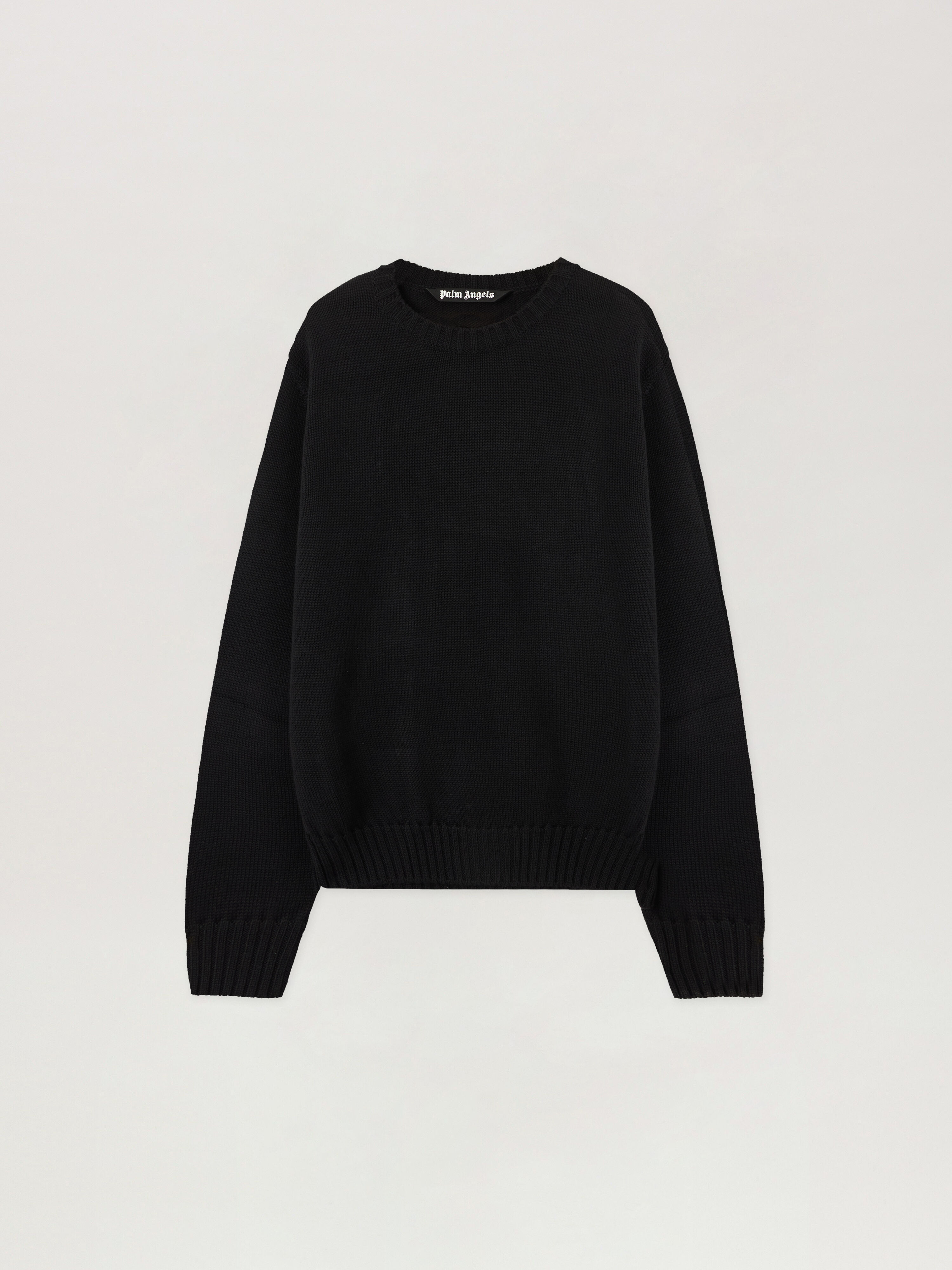 PALM ANGELS Back Curved Logo Sweater BLACK OFF WHITE PMHE08BS26KNI002