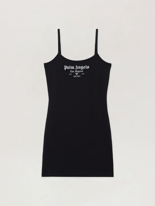 Milan LA Fitted Mini Dress PALM ANGELS Milan LA Fitted Mini Dress BLACK OFF WHITE PWDH009S26JER001