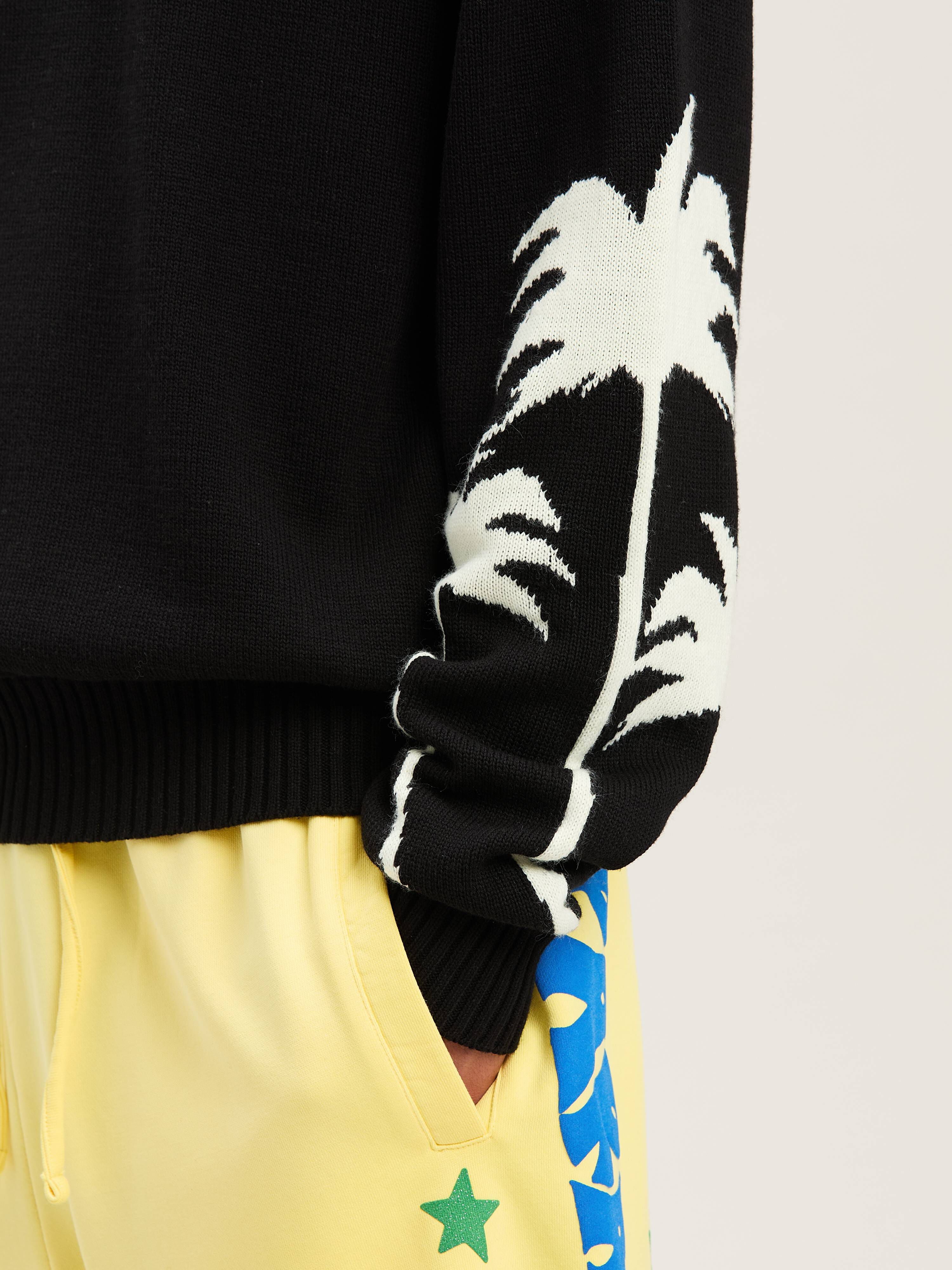 PALM ANGELS  Strickpullover mit Palme BLACK - OFF WHITE PMHE081S25KNI001