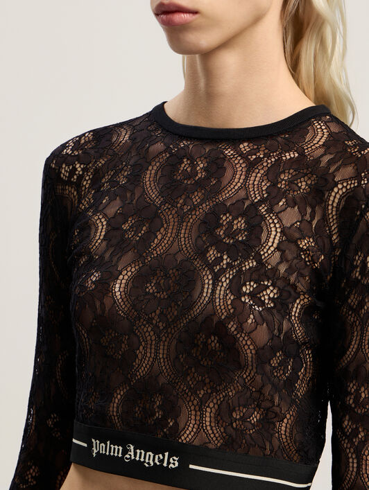 Classic Logo Lace Top PALM ANGELS Classic Logo Lace Top BLACK - BLACK PWAD07CF25FAB001