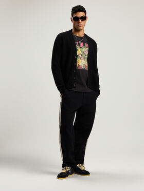 PALM ANGELS Curved Logo Track Sweatpants BLACK - OFF WHITE PMCH02KF25FLE001