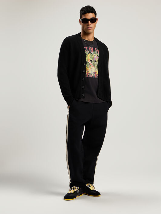 PALM ANGELS Curved Logo Track Sweatpants BLACK - OFF WHITE PMCH02KF25FLE001