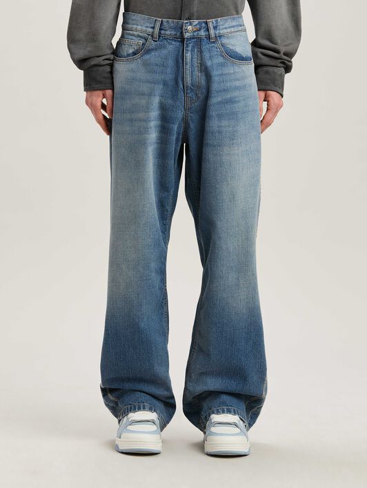 PALM ANGELS  Jeans mit geschwungenem Logo LIGHT BLUE - LIGHT BLUE PMYA049S25DEN002